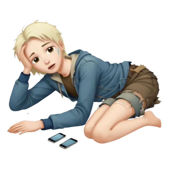 laying on the groud FALLEN sticker