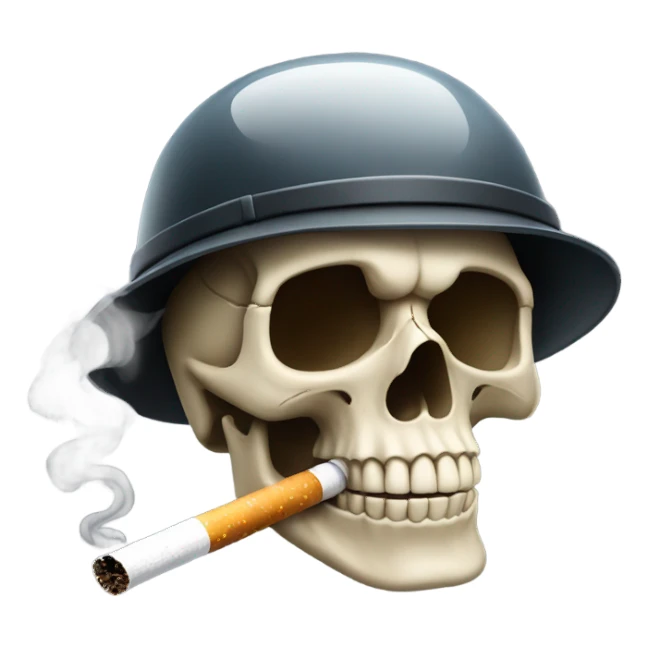 Skull smoking wearing a helmet sticker