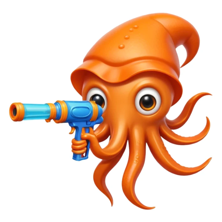 Squid with a squirt gun sticker