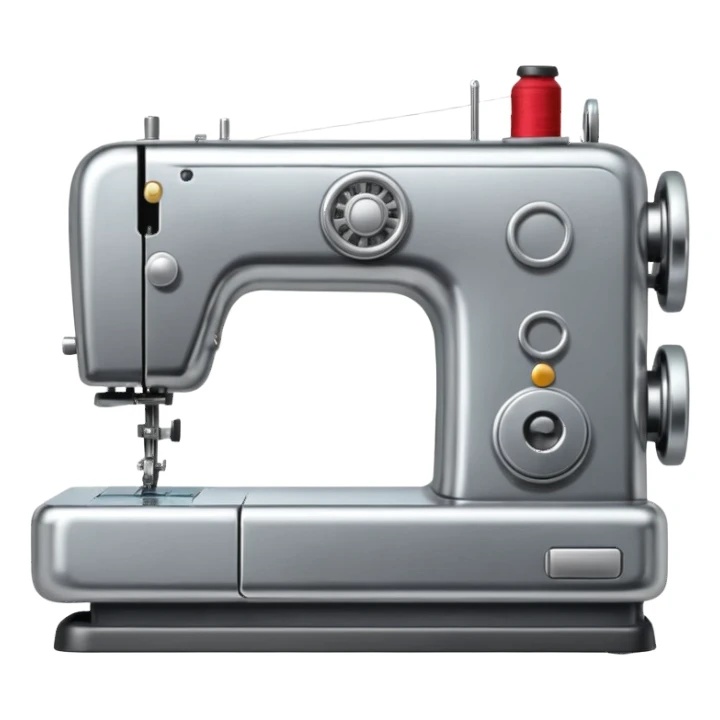 a simple sewing machine with a key icon, polished look sticker