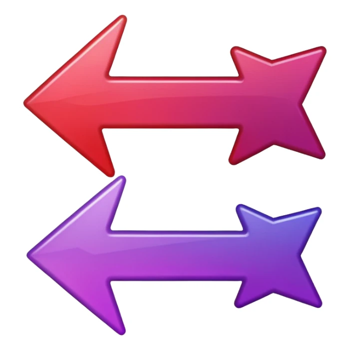 color gradient between red and purple glitter arrow left sticker