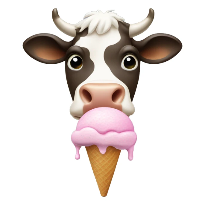 Cow eating ice cream sticker