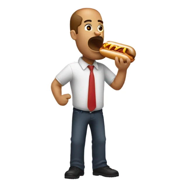 man eating hotdog sticker