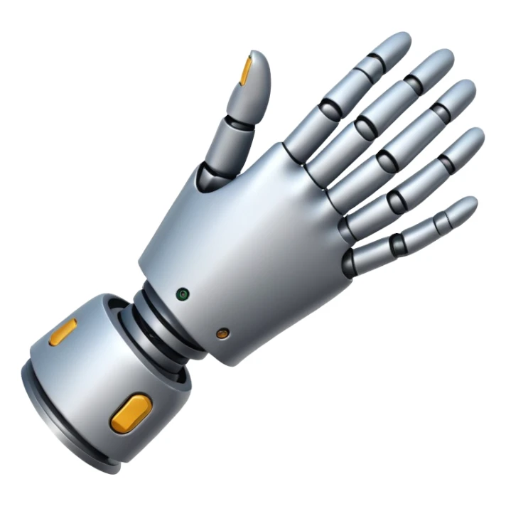A robot's hand writes text on paper sticker