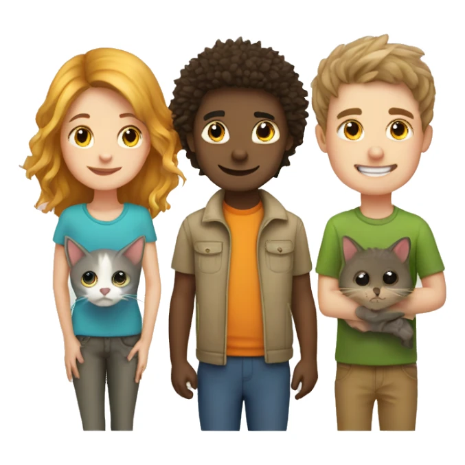 boy, girl, cat, hedgehog sticker