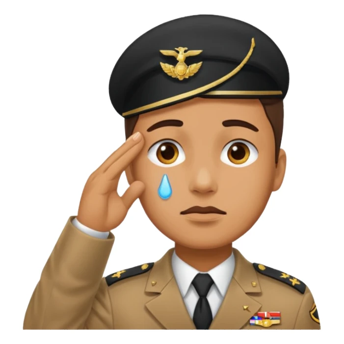 Salute with tear coming out eye sticker