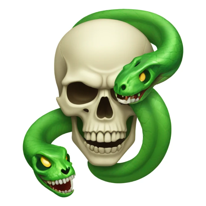skull with open mouth green snake sticker