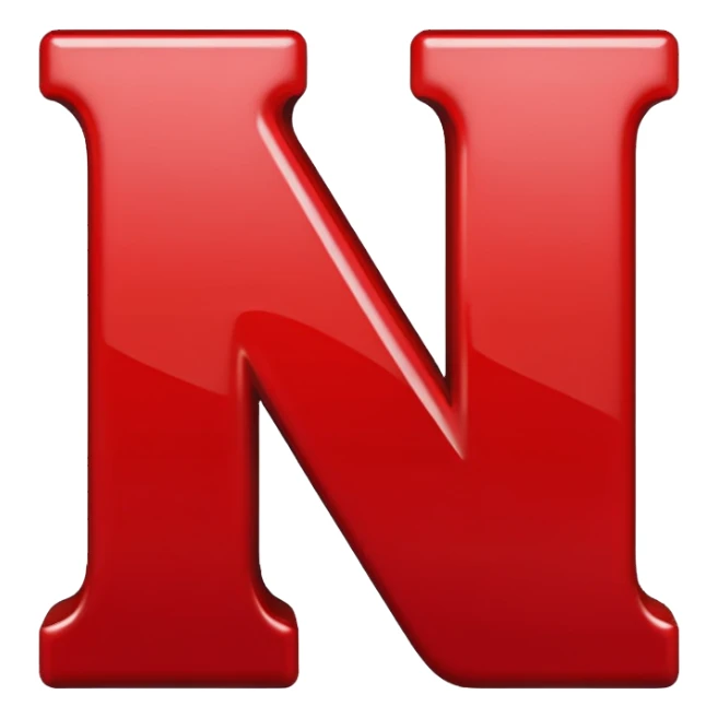 bold letter N in red color sticker