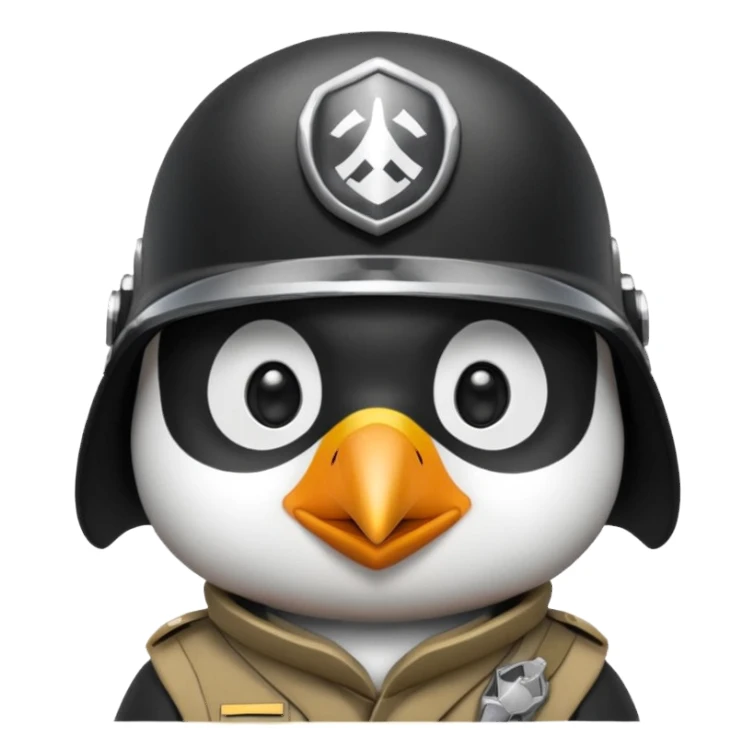 cute penguin soldier face only sticker