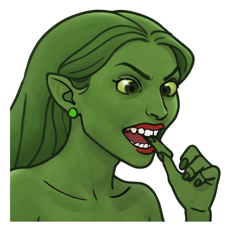 woman biting her nail sticker