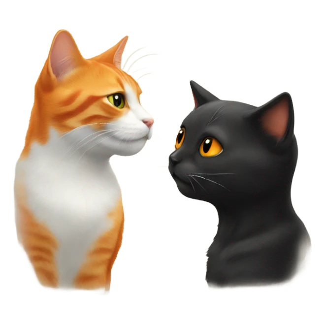 Orange cat and black cat kissing sticker