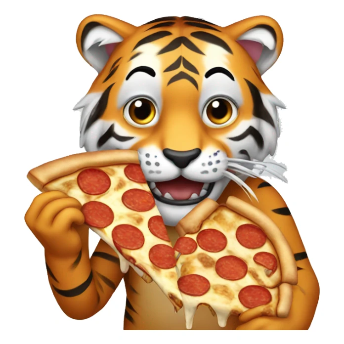 Tiger eating pizza sticker