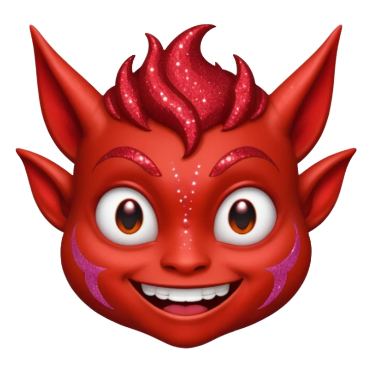 red glitter smilling imp sticker
