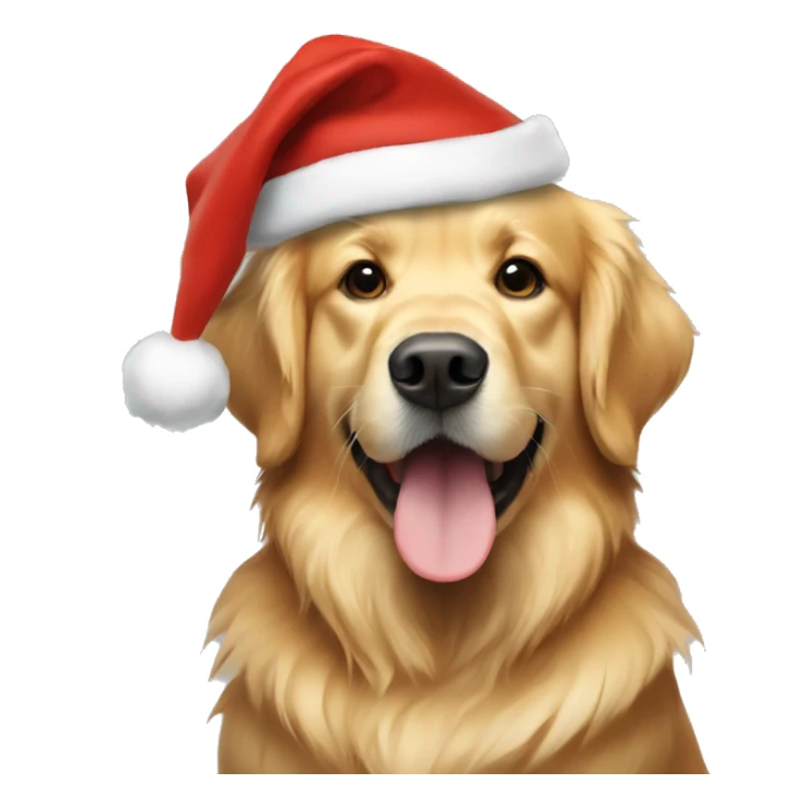 golden retriever w christmas hat sticker