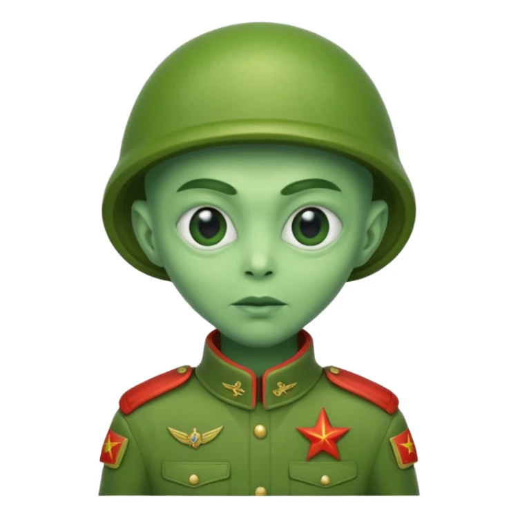 alien, wearing cccp soldier custome, half body sticker