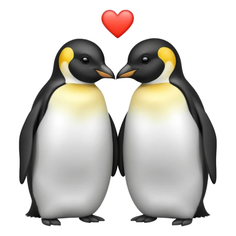 2 emperor penguins facing each other making a heart sticker