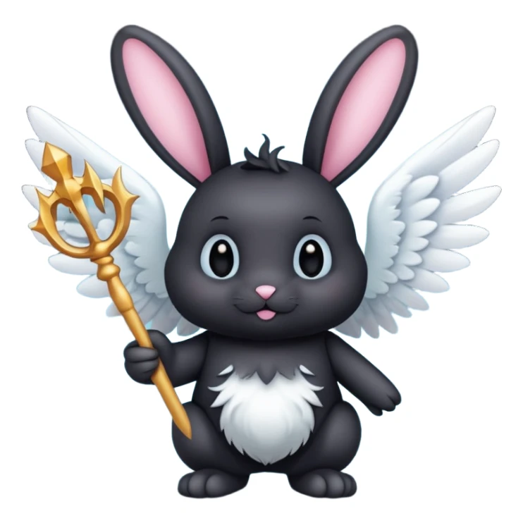 Black bunny with wings and with wand  sticker