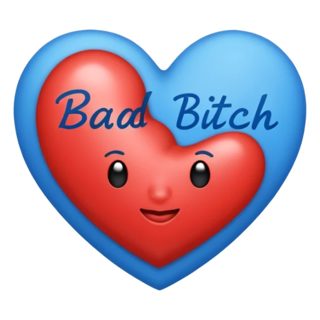 blue Bad bitch words written inside heart sticker