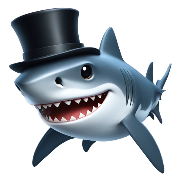 Shark with a top hat sticker
