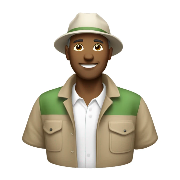 gardener beige jacket white male sticker