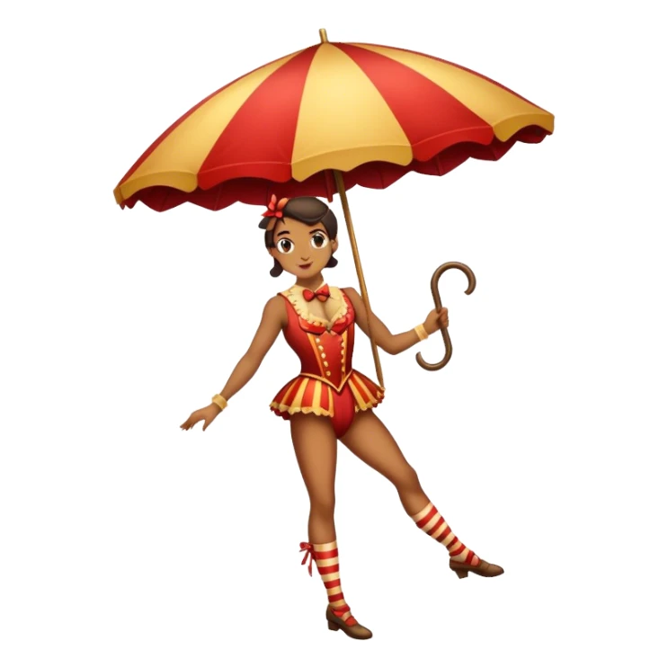 Vintage circus tightrope walker holding parasol sticker