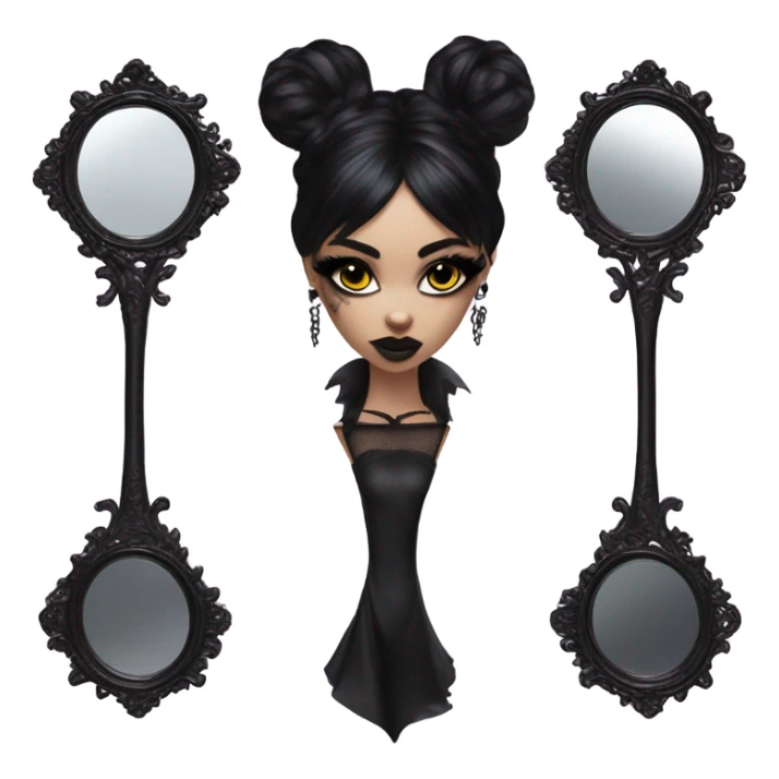 Hyper Realistic Goth victoria secret model looking into a handheld mirror  sticker