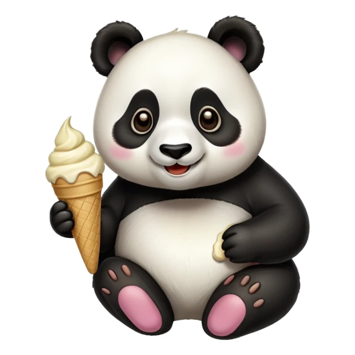 Panda eating ice cream sticker