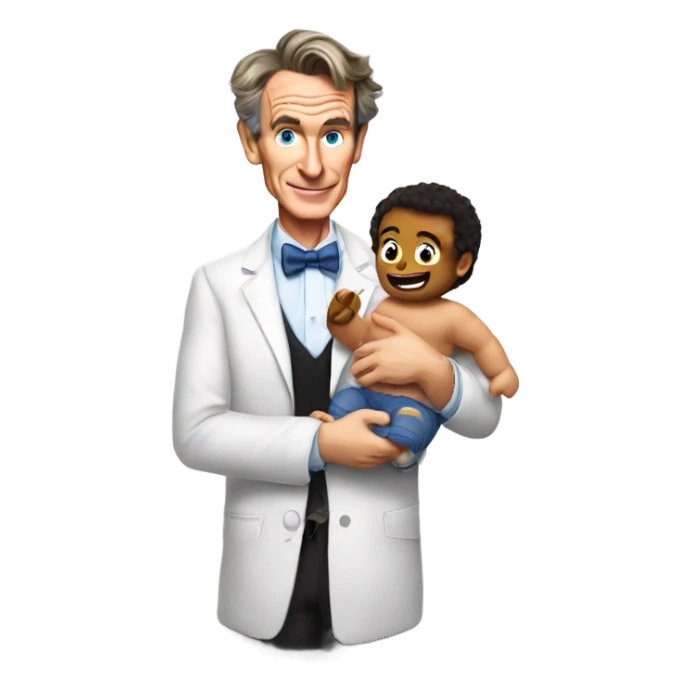 Bill nye the science guy hold a baby sticker
