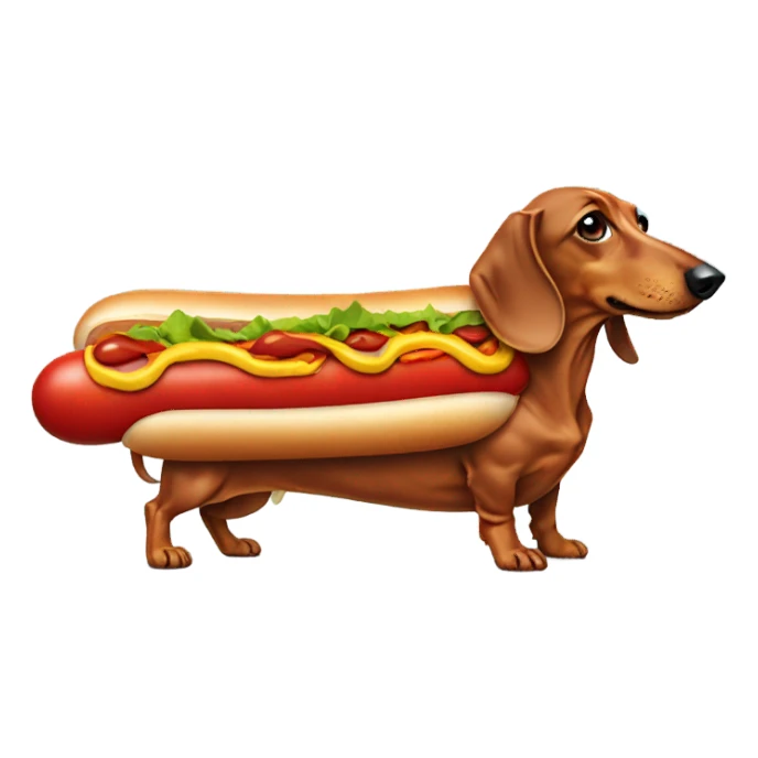 Dachshund dressed as a hotdog sticker