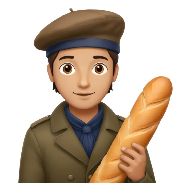 French man with baguette and beret  sticker