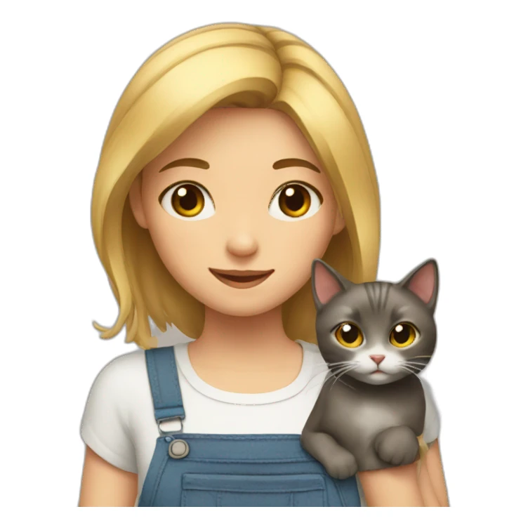 Girl and cat sticker
