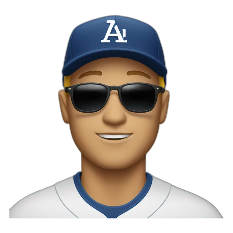 white man wearing sunglasses and baseball cap sticker
