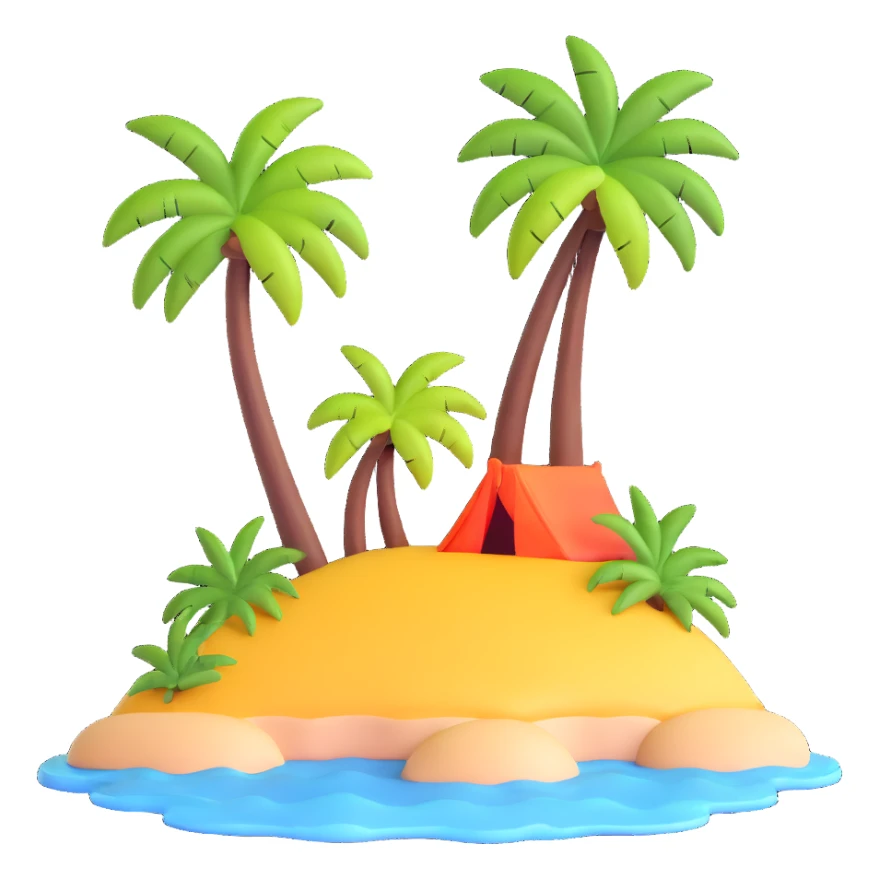 small tropical island with palm tree sticker