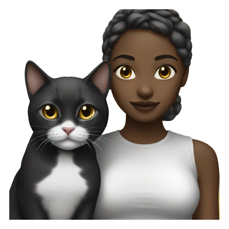 Black girl with black/white cat sticker