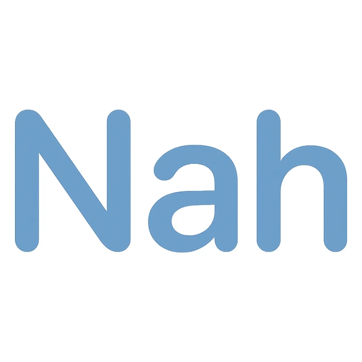 the word 'Nah' in a rounded, friendly icon style, clean lines, suitable for a mobile app sticker