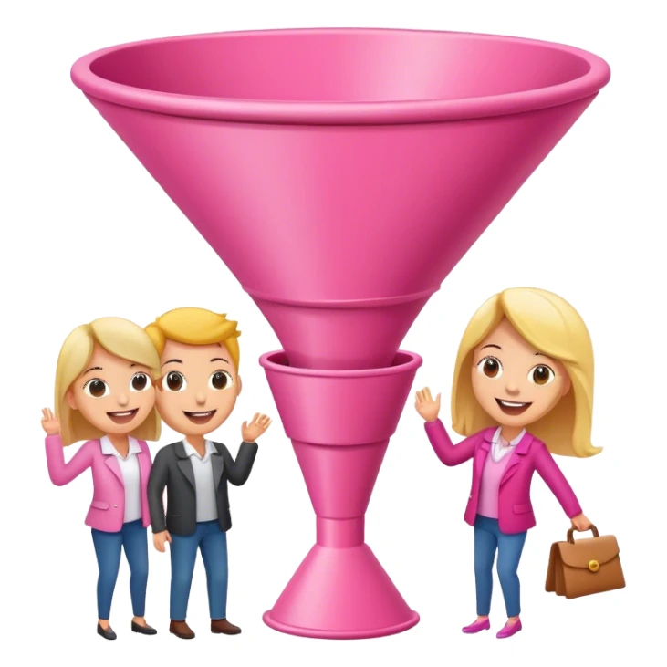 pink sales funnel with people inside sticker