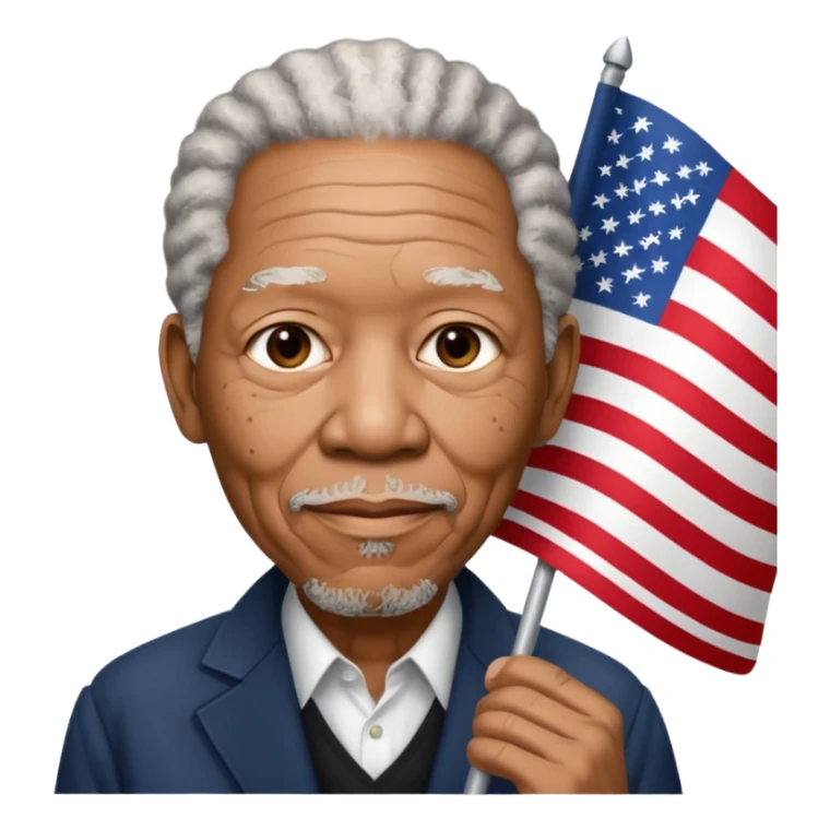 morgan freeman holding an american flag sticker