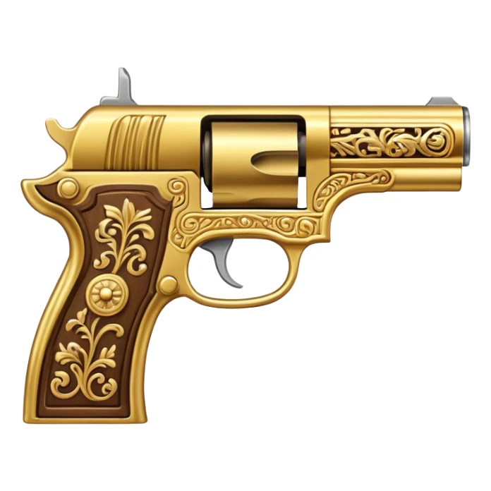 Pistol with gold-plated barrel sticker