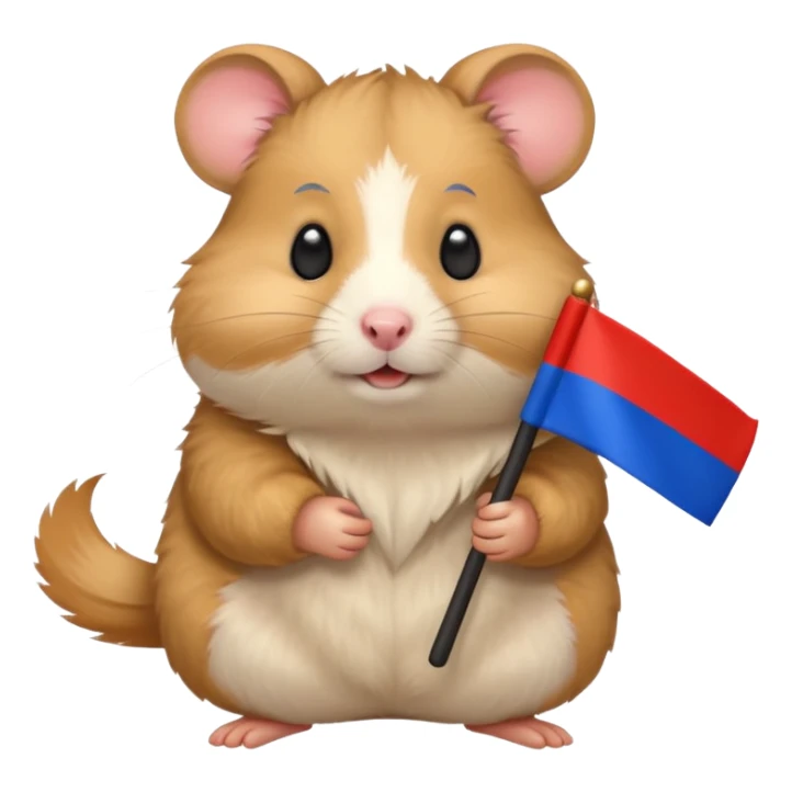 a hamster holding a Russian flag emoji sticker