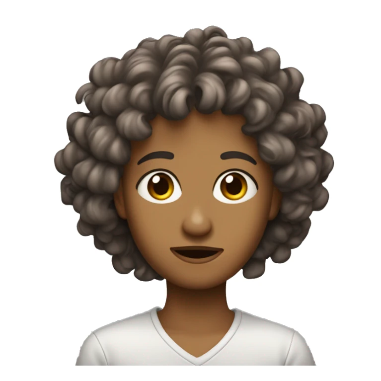 Adolescente de pelo rizado castaño con ojos marrones sticker