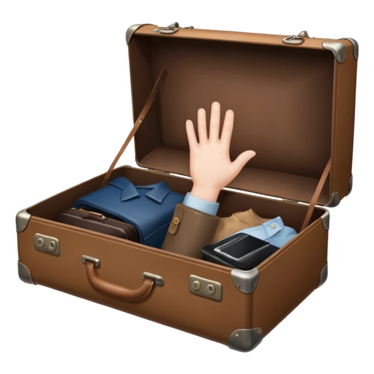 Suitcase with a hand sticking out sticker