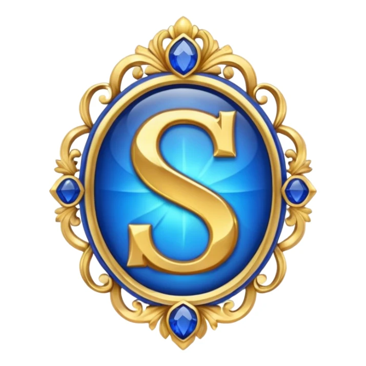 Create a custom emoji badge featuring a stylized letter “S”. Style it after the Challenger rank from League of Legends. Use gold & sapphire blue colors, radiant glow effects, and a majestic, high-prestige frame.
 sticker
