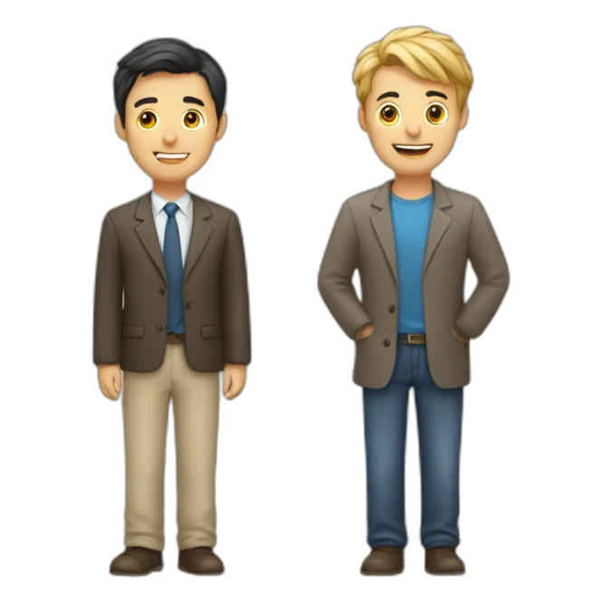 translator with 2 people next to him sticker