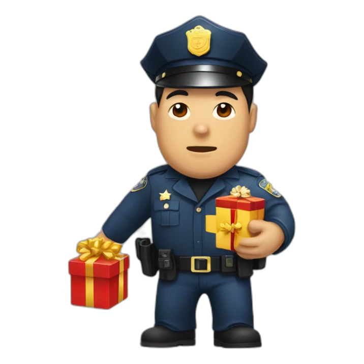 Cop arresting chinese man with stolen christmas present sticker