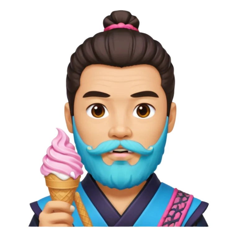 SAMURAI WITH EATING ICE CREAM BEARD GAY sticker