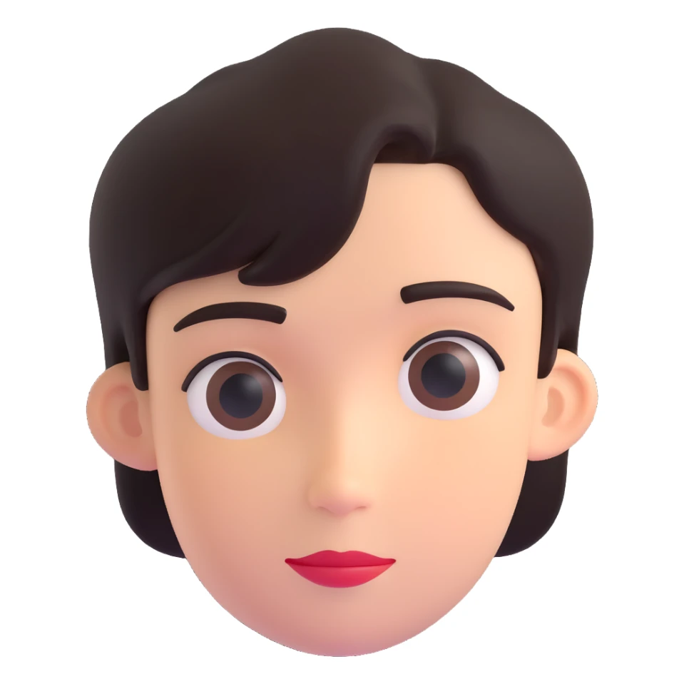 A human face with dark hair sticker