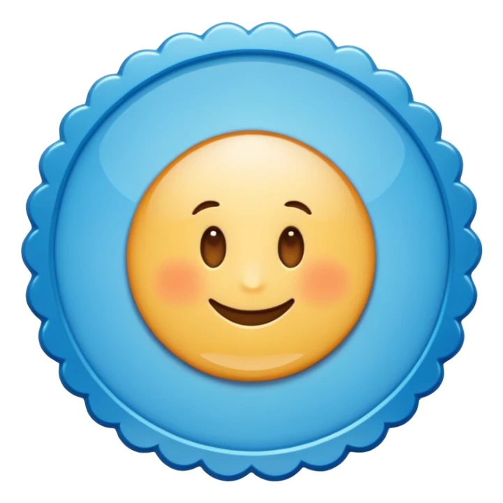 A blue scalloped circle with a verified thing sticker