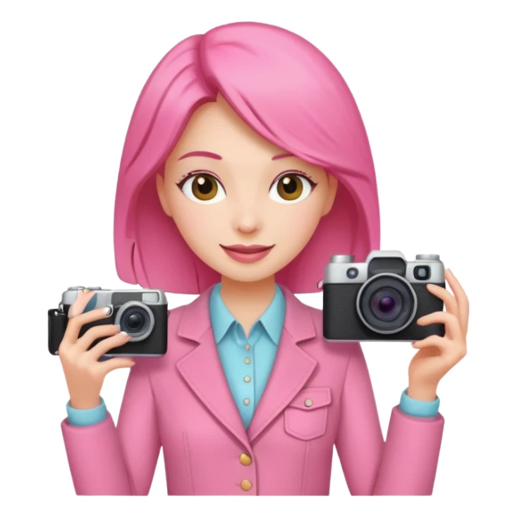 cheerfull pink women with digicam sticker