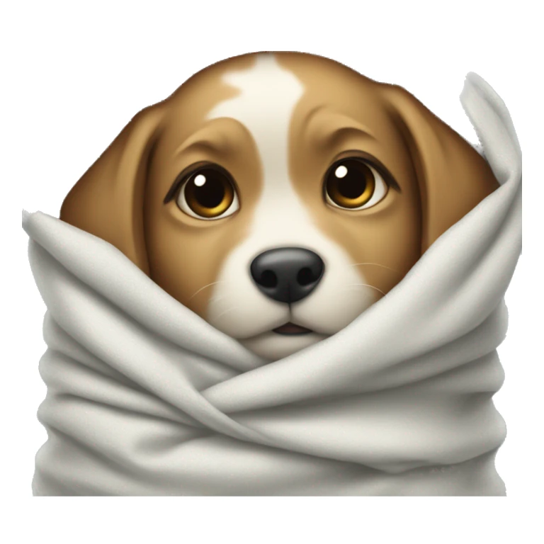 The puppy wrapped up in a blanked sticker
