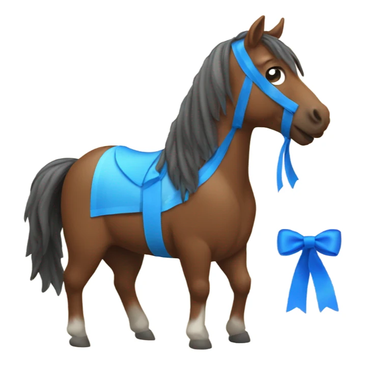 Brown horse with blue ribbon  sticker